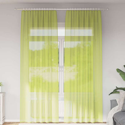 vidaXL Voile Vorhänge mit Stangentaschen 2 Stk. Apfelgrün
