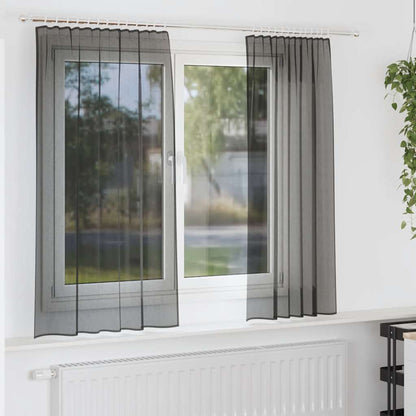 vidaXL Voile Vorhänge mit Stangentaschen 2 Stk. Schwarz