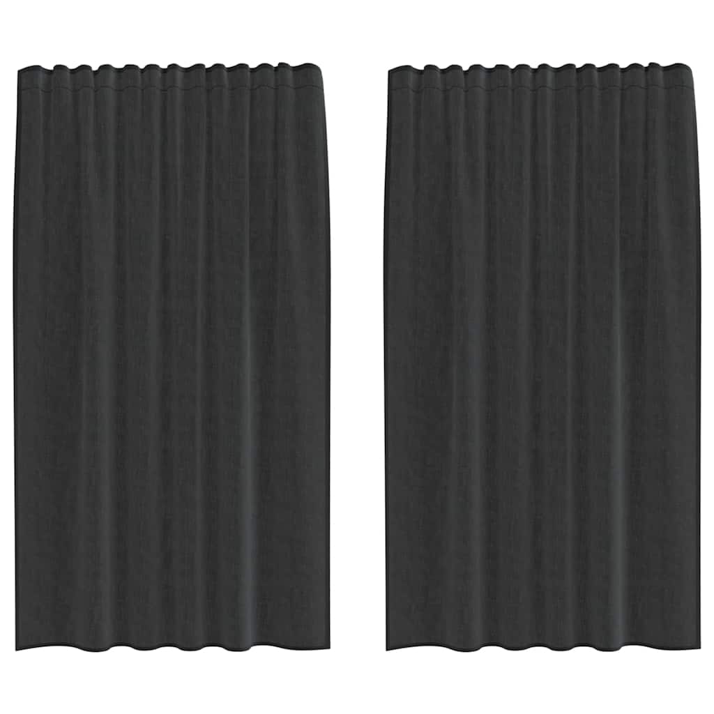 vidaXL Voile Vorhänge mit Stangentaschen 2 Stk. Schwarz