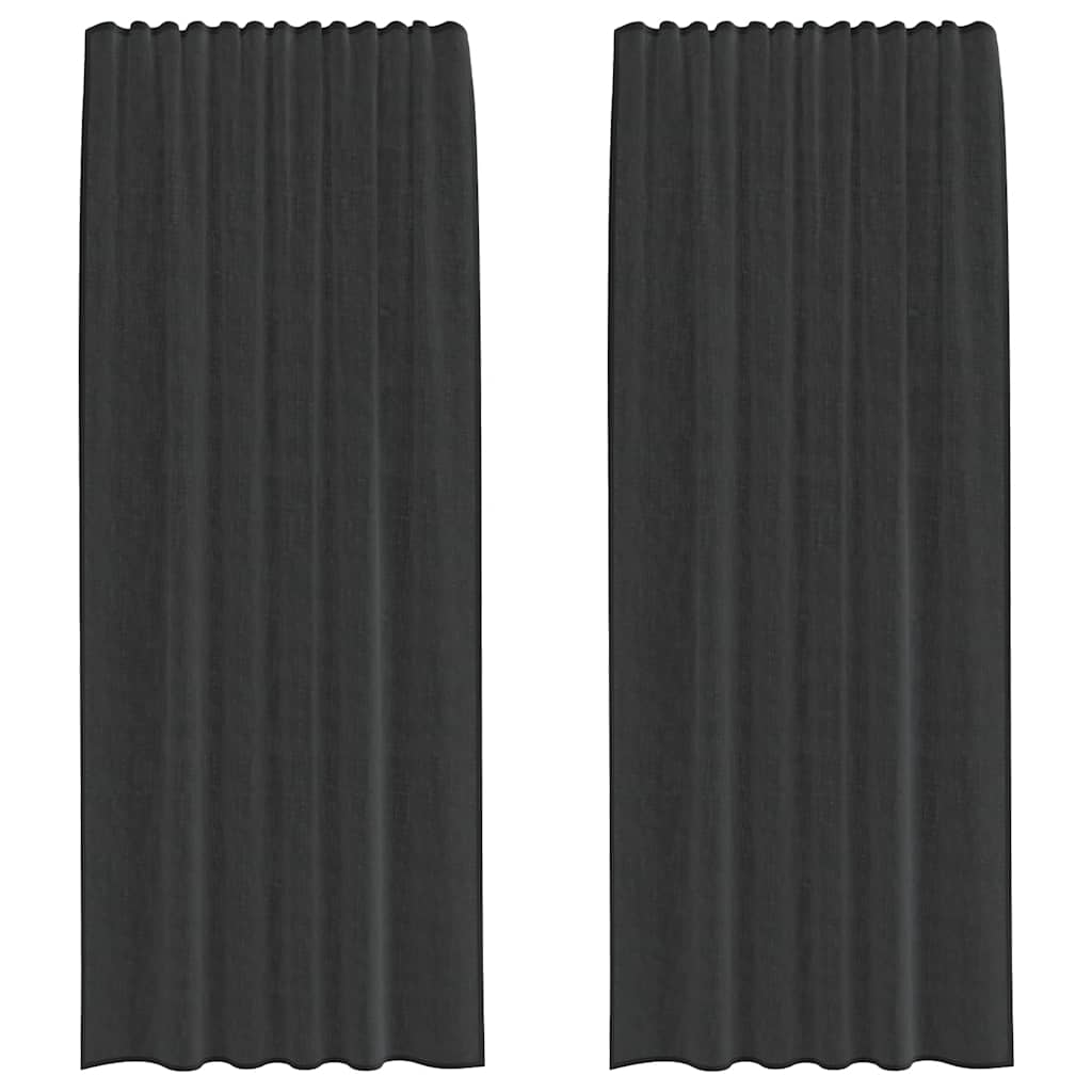 vidaXL Voile Vorhänge mit Stangentaschen 2 Stk. Schwarz