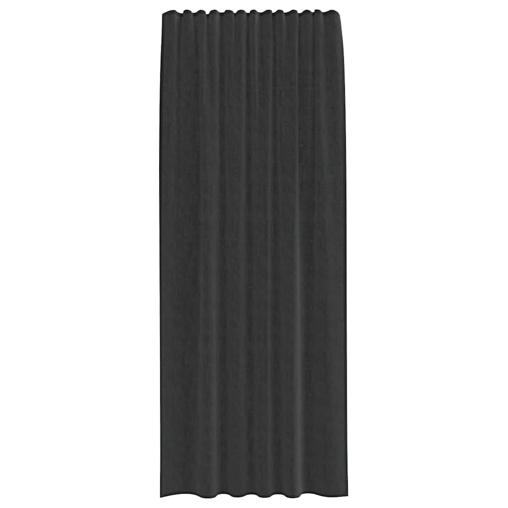 vidaXL Voile Vorhänge mit Stangentaschen 2 Stk. Schwarz