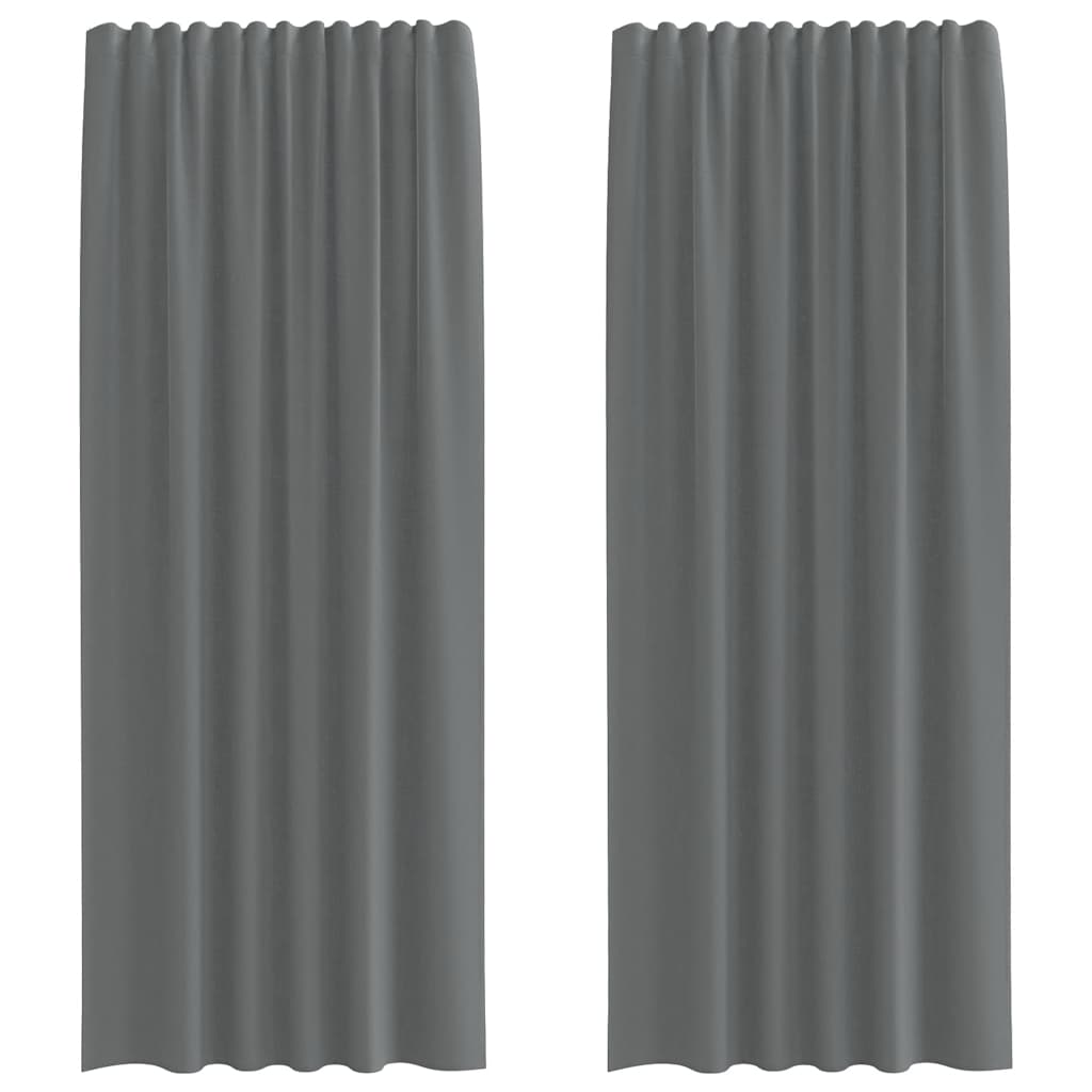 vidaXL Voile Vorhänge mit Stangentaschen 2 Stk. Dunkelgrau