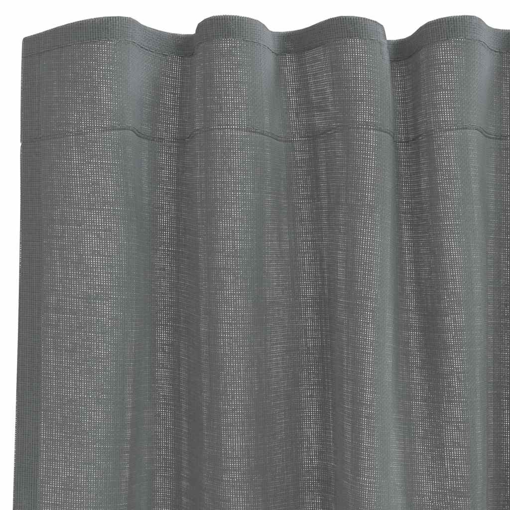 vidaXL Voile Vorhänge mit Stangentaschen 2 Stk. Dunkelgrau