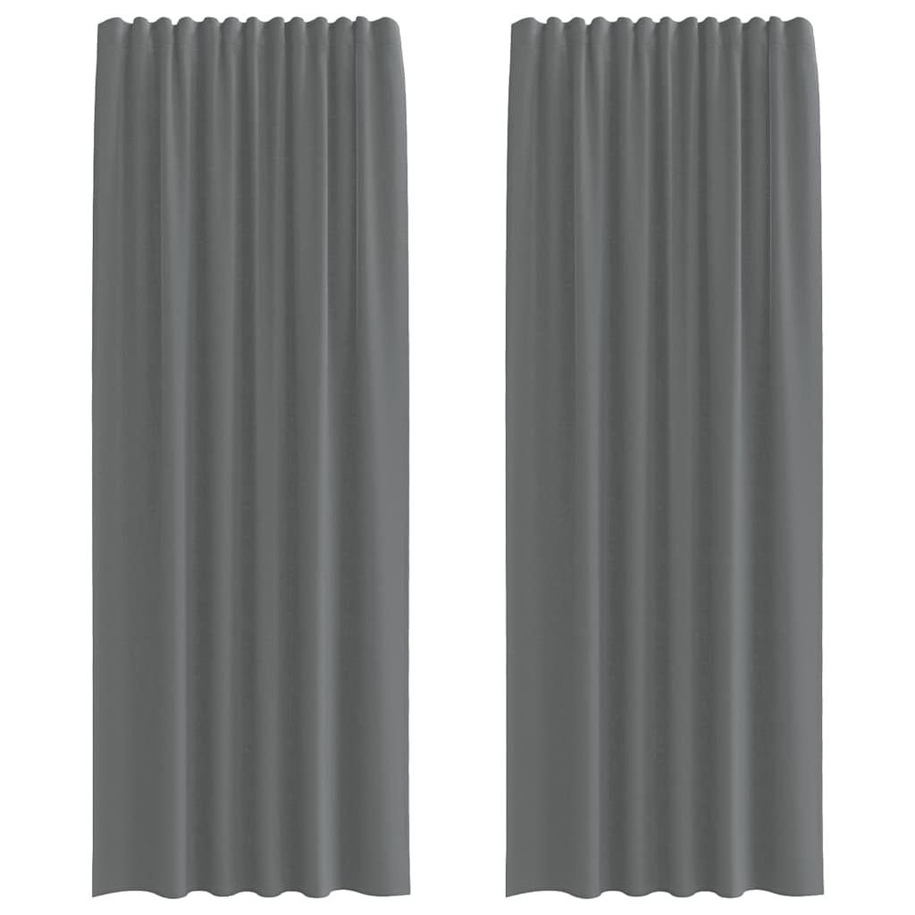 vidaXL Voile Vorhänge mit Stangentaschen 2 Stk. Dunkelgrau