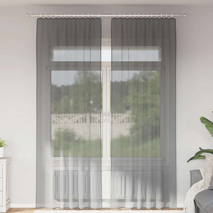 vidaXL Voile Vorhänge mit Stangentaschen 2 Stk. Dunkelgrau