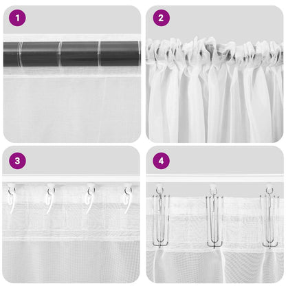 vidaXL Voile Vorhänge mit Stangentaschen 2 Stk. Hellrosa