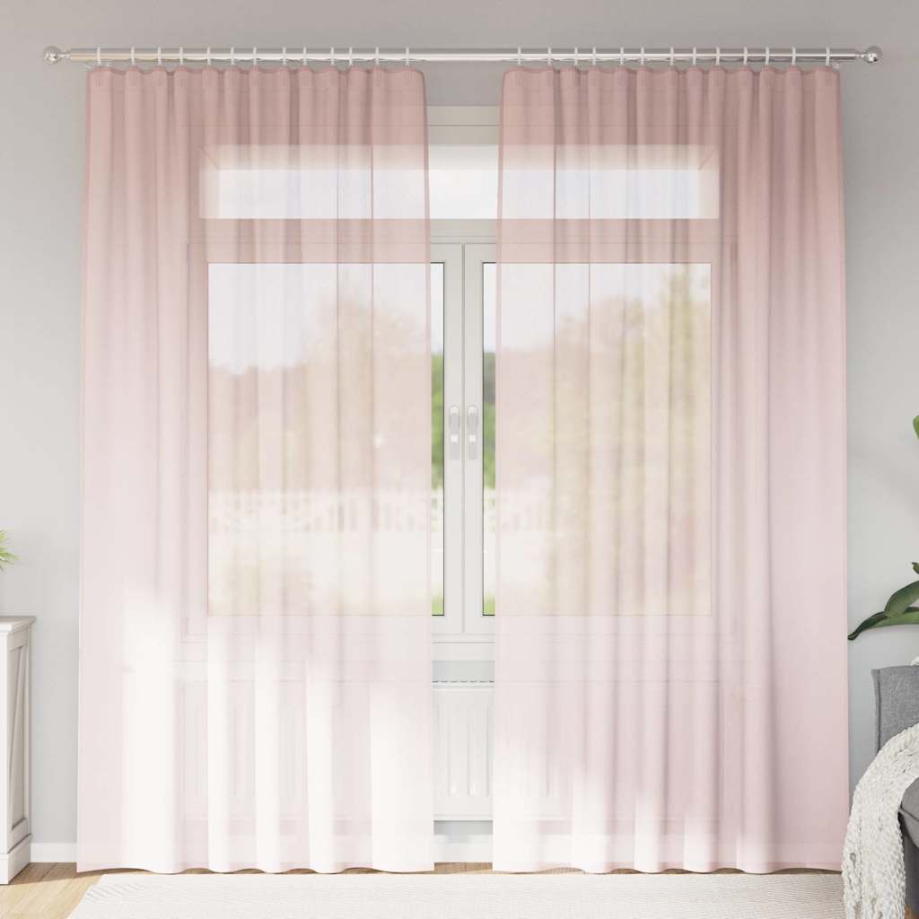 vidaXL Voile Vorhänge mit Stangentaschen 2 Stk. Hellrosa
