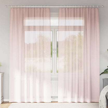 vidaXL Voile Vorhänge mit Stangentaschen 2 Stk. Hellrosa