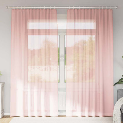 Voile Vorhänge mit Stangentaschen 2 Stk. Rosa
