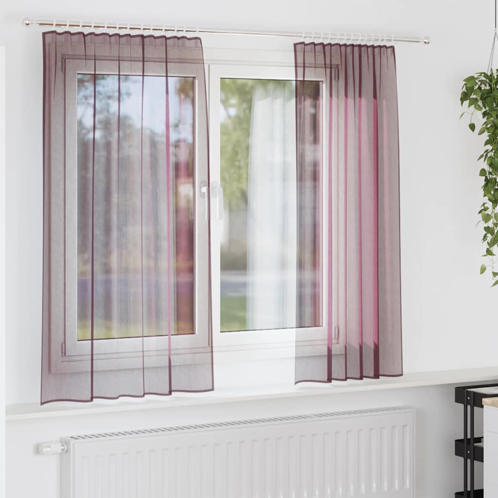 vidaXL Voile Vorhänge mit Stangentaschen 2 Stk. Lila