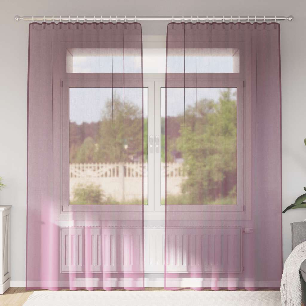 vidaXL Voile Vorhänge mit Stangentaschen 2 Stk. Lila