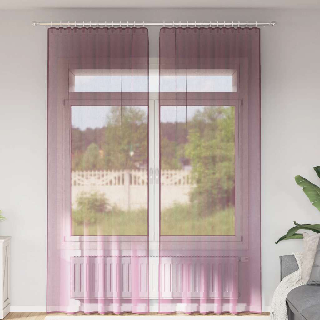vidaXL Voile Vorhänge mit Stangentaschen 2 Stk. Lila