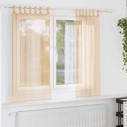 vidaXL Voile Vorhänge mit Stangentaschen 2 Stk. Sandfarbe