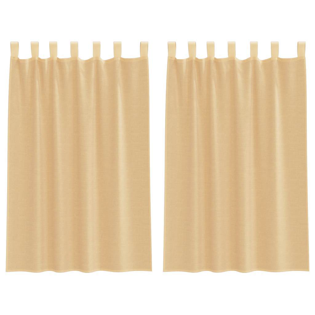vidaXL Voile Vorhänge mit Stangentaschen 2 Stk. Sandfarbe