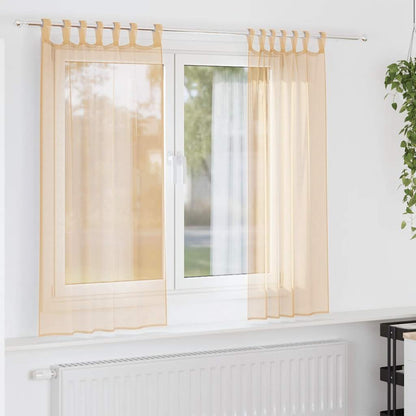 vidaXL Voile Vorhänge mit Stangentaschen 2 Stk. Sandfarbe