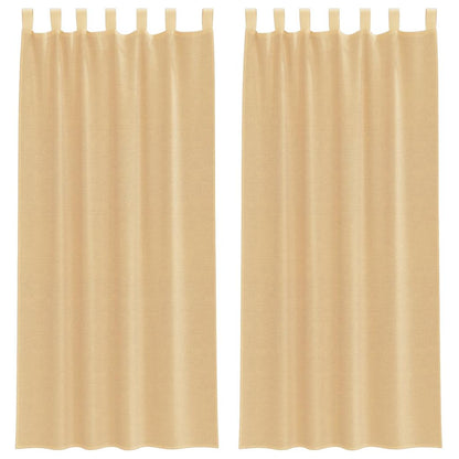 Voile Vorhänge mit Stangentaschen 2 Stk. Sandfarbe