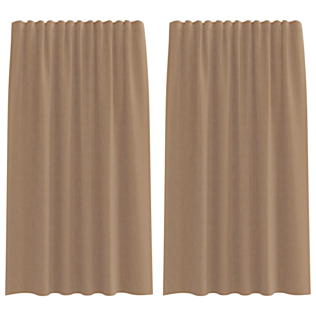 vidaXL Voile Vorhänge mit Stangentaschen 2 Stk. Hellbraun