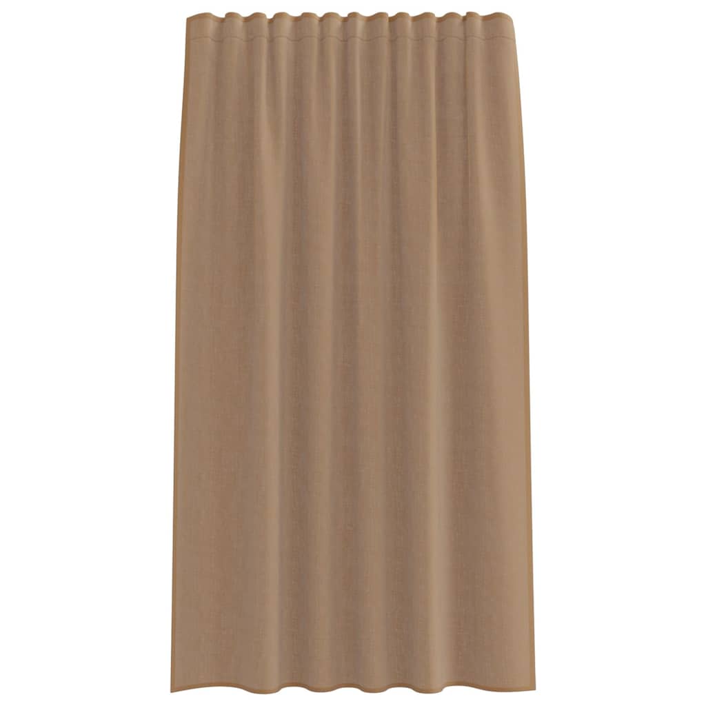 vidaXL Voile Vorhänge mit Stangentaschen 2 Stk. Hellbraun