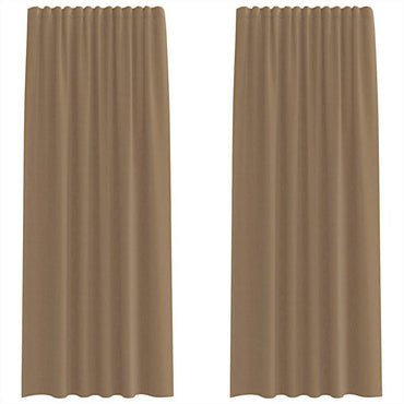 vidaXL Voile Vorhänge mit Stangentaschen 2 Stk. Hellbraun