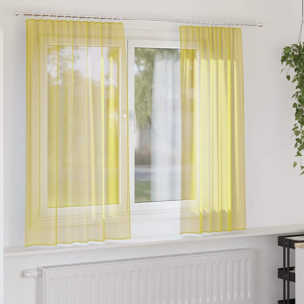 vidaXL Voile Vorhänge mit Stangentaschen 2 Stk. Gelb
