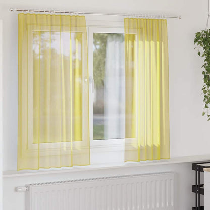 vidaXL Voile Vorhänge mit Stangentaschen 2 Stk. Gelb