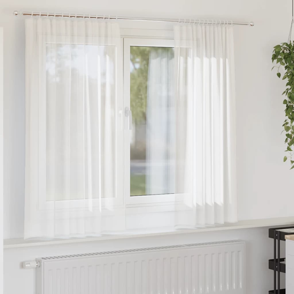 vidaXL Voile Vorhänge mit Stangentaschen 2 Stk. Weiß