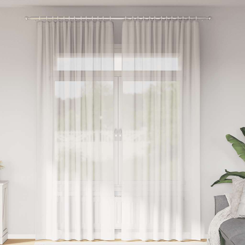 vidaXL Voile Vorhänge mit Stangentaschen 2 Stk. Weiß
