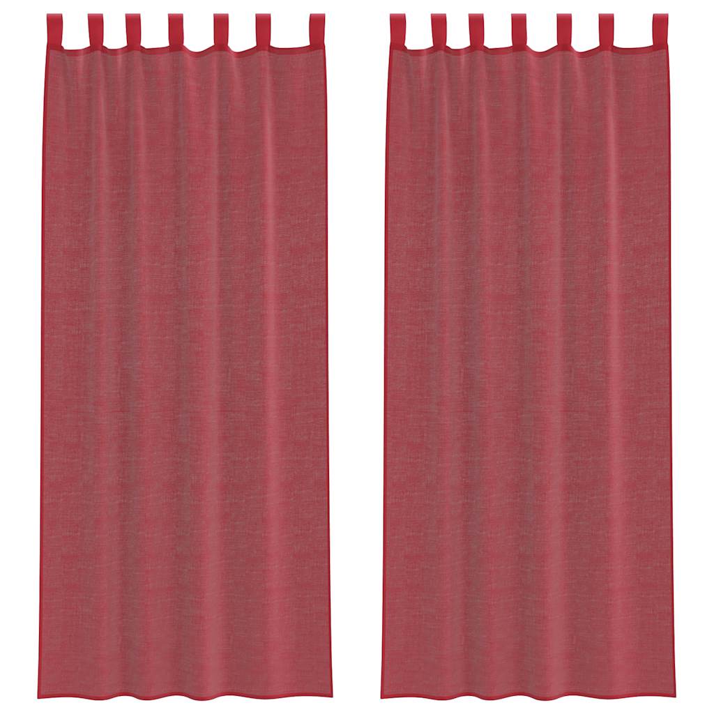 vidaXL Voile Vorhänge mit Stangentaschen 2 Stk. Weinrot