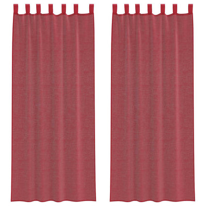 vidaXL Voile Vorhänge mit Stangentaschen 2 Stk. Weinrot