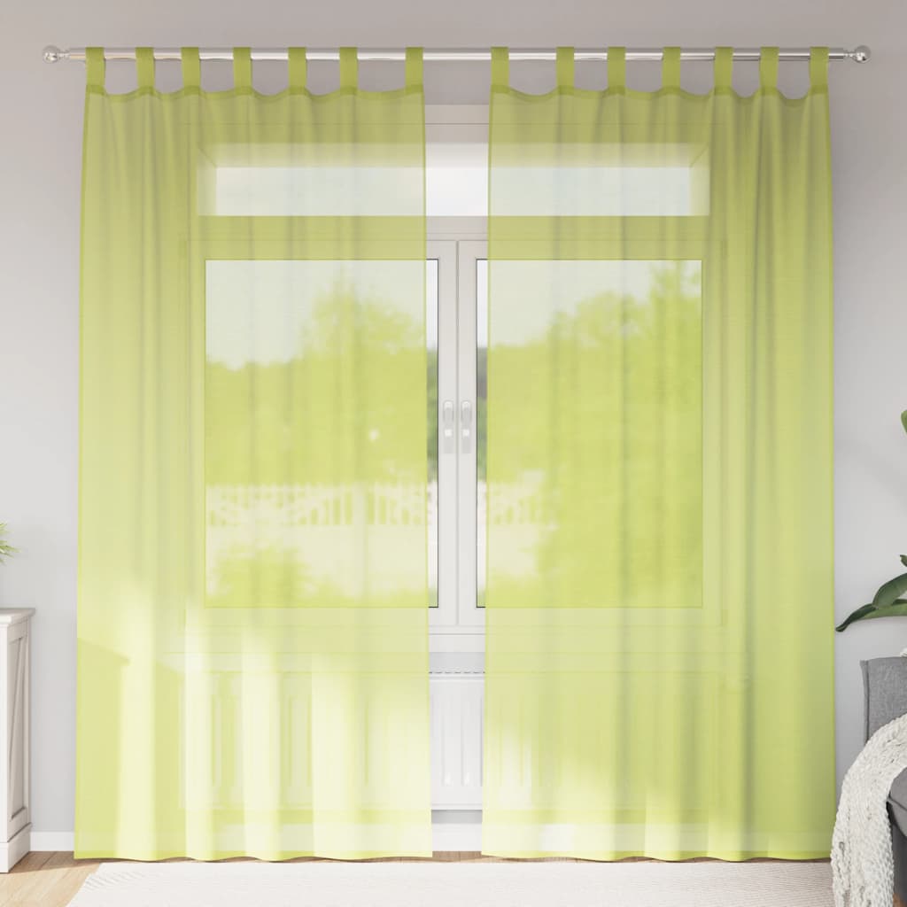 vidaXL Voile Vorhänge mit Lasche 2 Stk. Apfelgrün