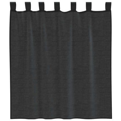 vidaXL Voile Vorhänge mit Lasche 2 Stk. Schwarz