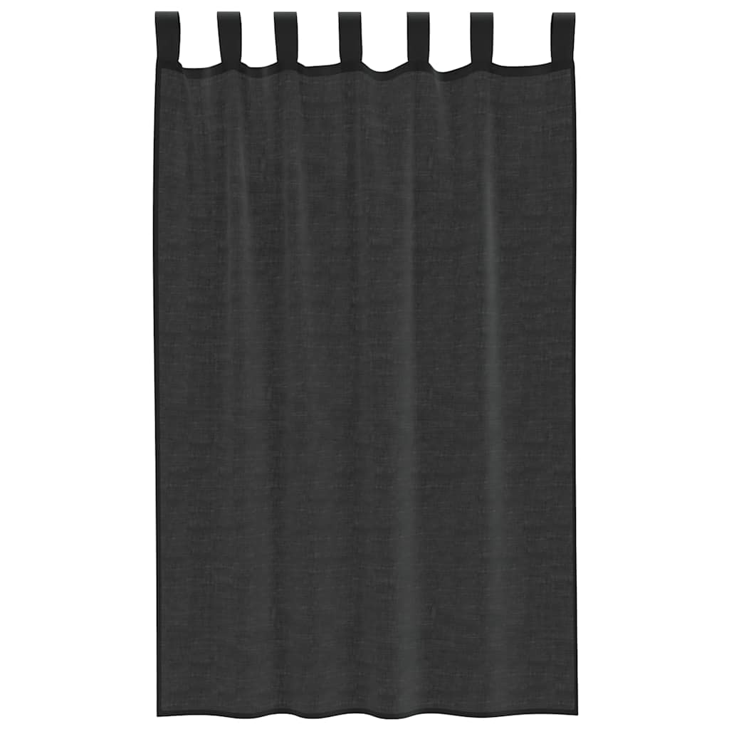 vidaXL Voile Vorhänge mit Lasche 2 Stk. Schwarz