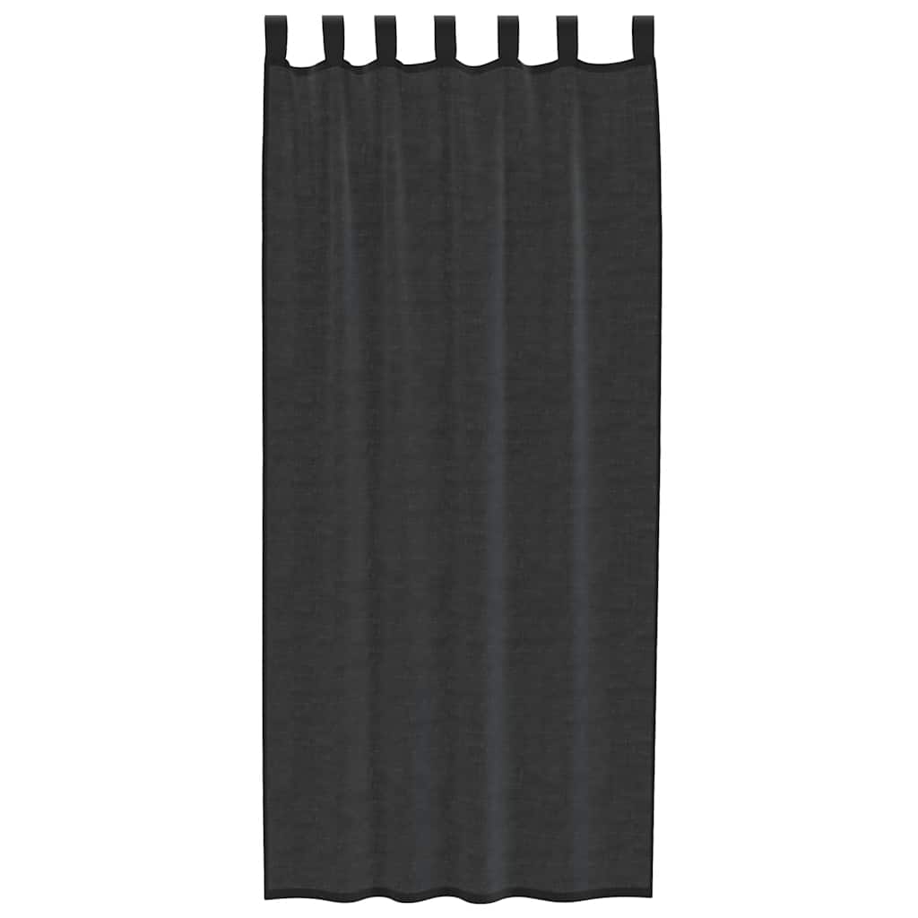 vidaXL Voile Vorhänge mit Lasche 2 Stk. Schwarz