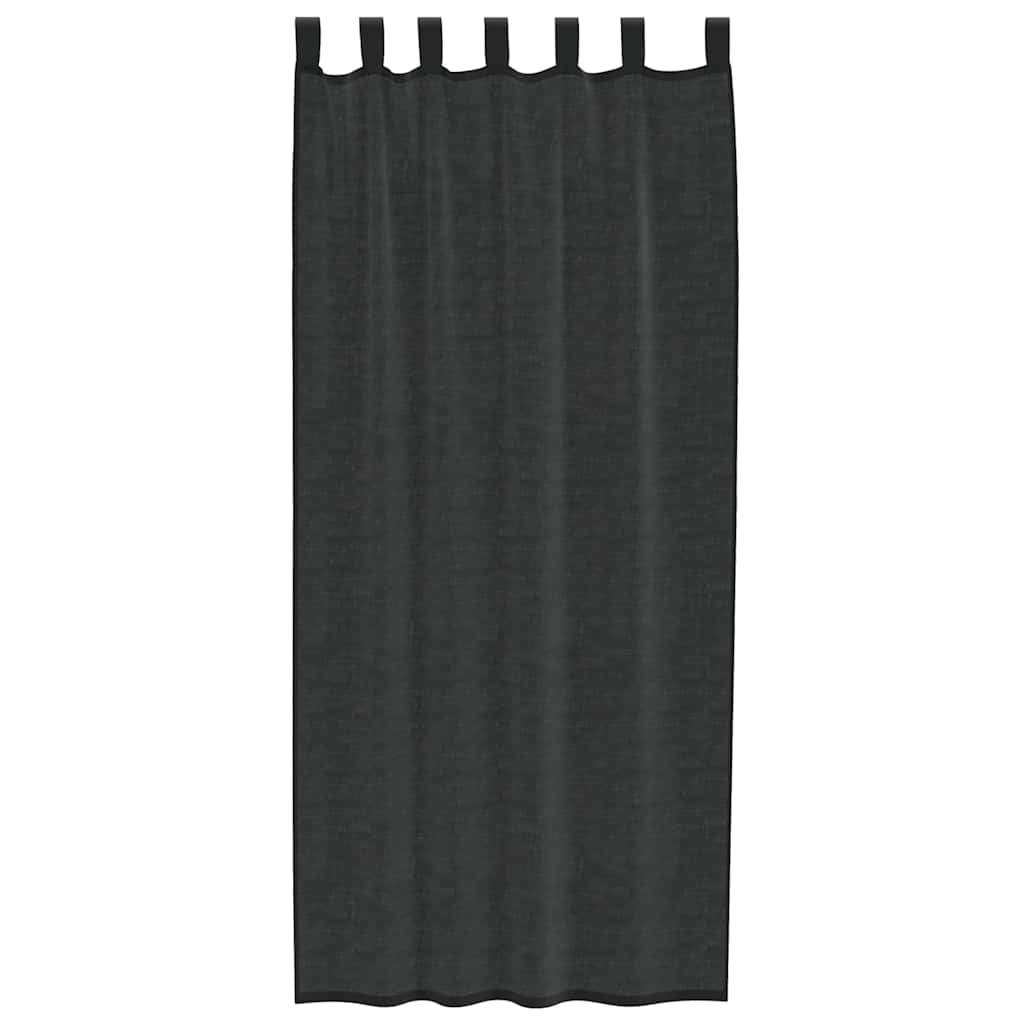 vidaXL Voile Vorhänge mit Lasche 2 Stk. Schwarz