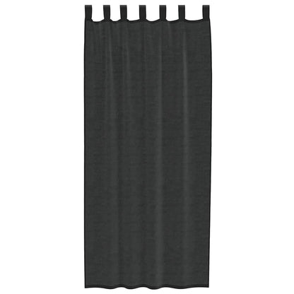 vidaXL Voile Vorhänge mit Lasche 2 Stk. Schwarz