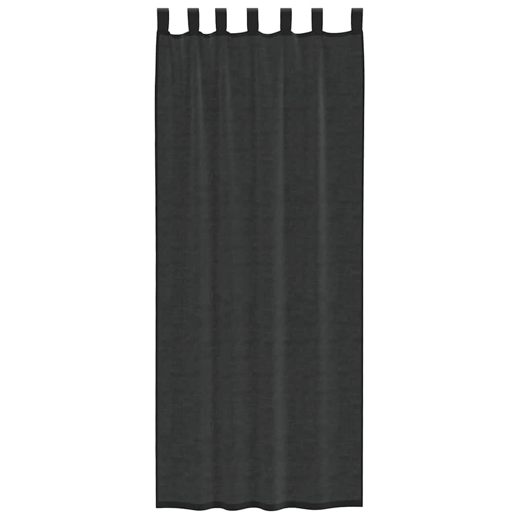 vidaXL Voile Vorhänge mit Lasche 2 Stk. Schwarz