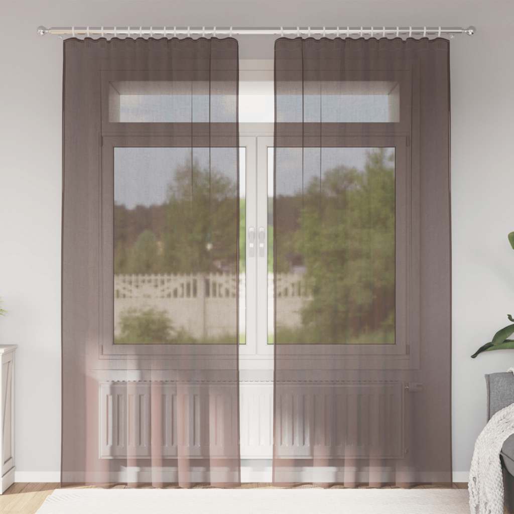 vidaXL Voile Vorhänge mit Lasche 2 Stk. Braun