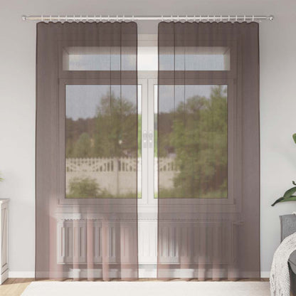 vidaXL Voile Vorhänge mit Lasche 2 Stk. Braun