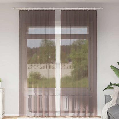 vidaXL Voile Vorhänge mit Lasche 2 Stk. Braun