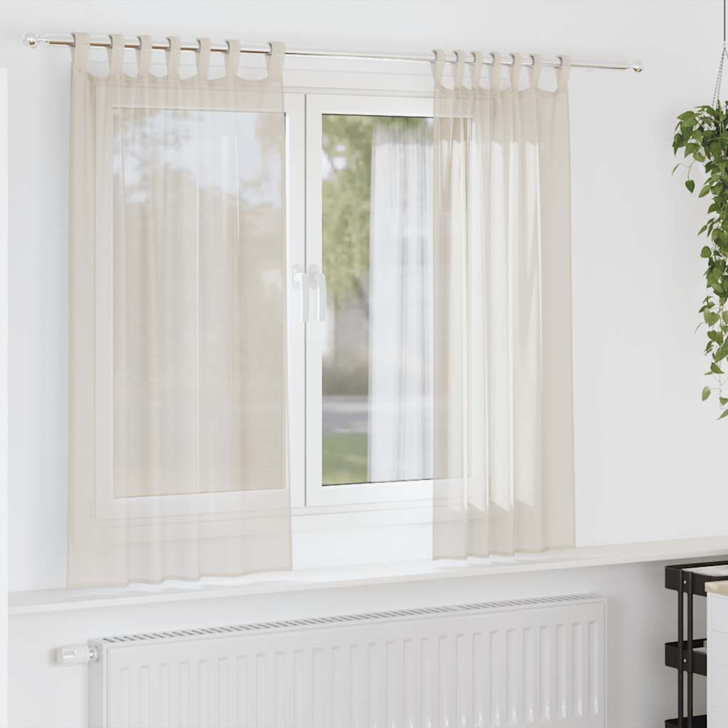 vidaXL Voile Vorhänge mit Lasche 2 Stk. Creme