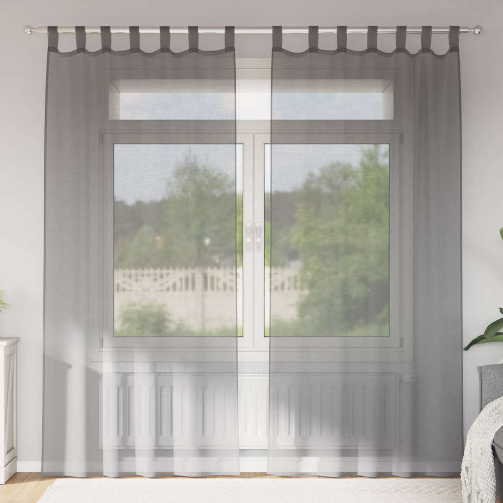 vidaXL Voile Vorhänge mit Schlaufen 2 Stk. Dunkelgrau 140x245 cm