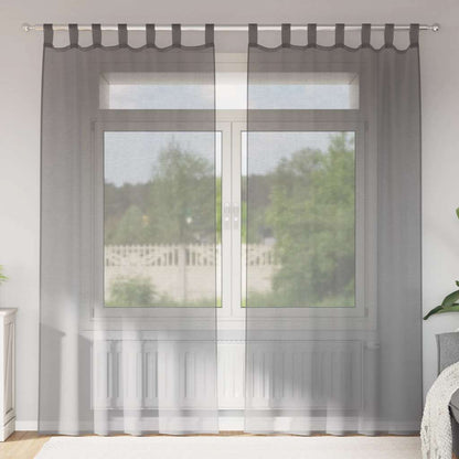 vidaXL Voile Vorhänge mit Schlaufen 2 Stk. Dunkelgrau 140x245 cm