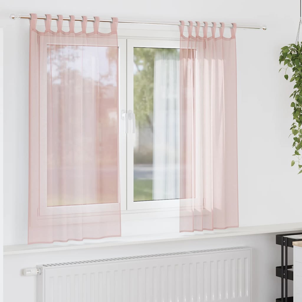 vidaXL Voile Vorhänge mit Schlaufen 2 Stk. Hellrosa 140x140 cm