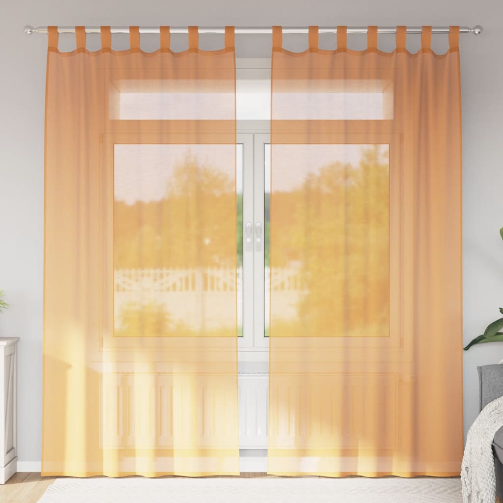 vidaXL Voile Vorhänge mit Schlaufen 2 Stk. Orange 140x225 cm