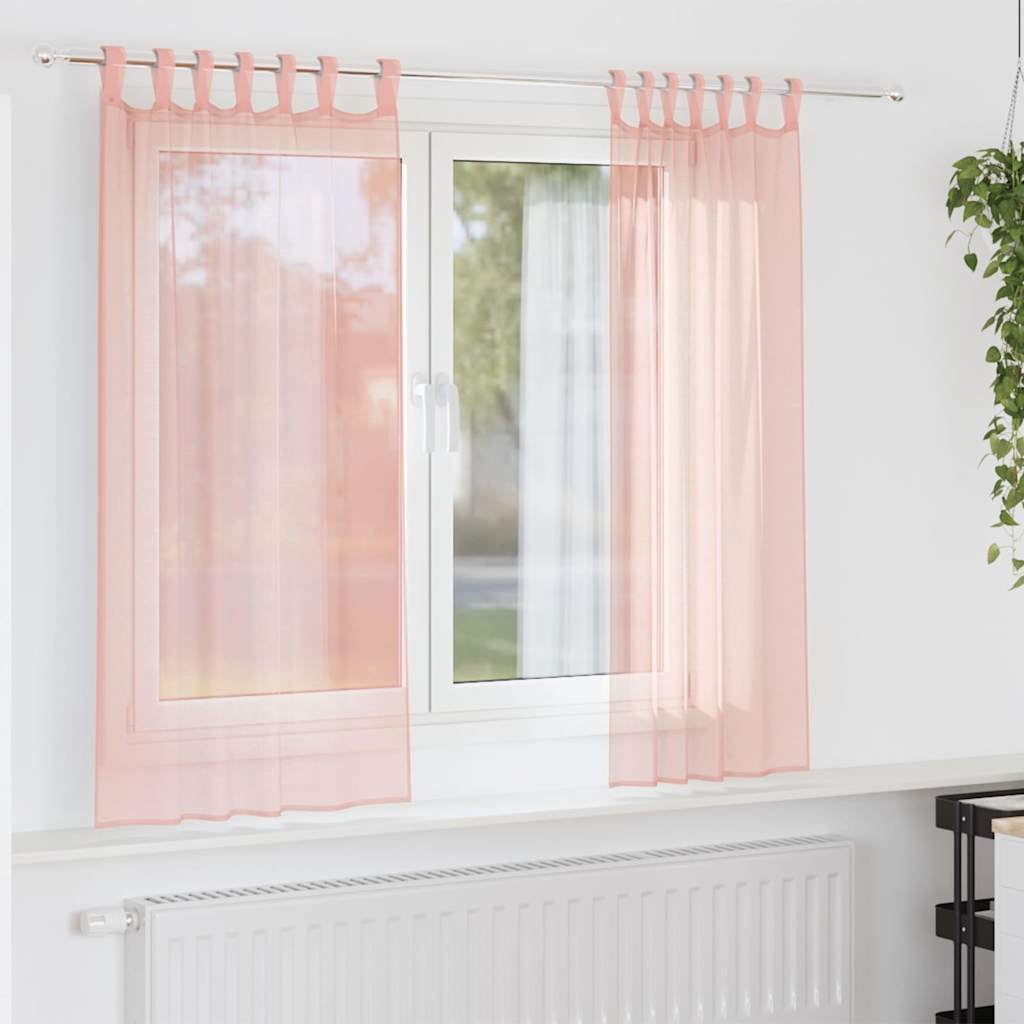vidaXL Voile Vorhänge mit Schlaufen 2 Stk. Rosa 140x175 cm