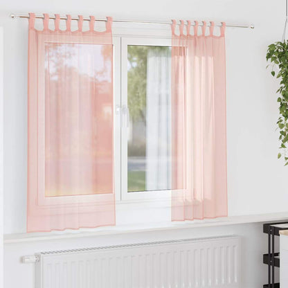 vidaXL Voile Vorhänge mit Schlaufen 2 Stk. Rosa 140x175 cm