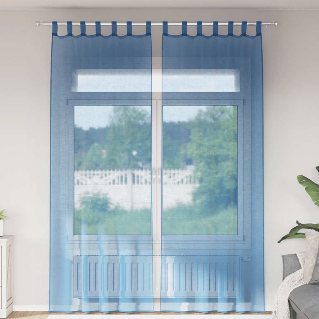 vidaXL Voile Vorhänge mit Schlaufen 2 Stk. Königsblau 140x260 cm
