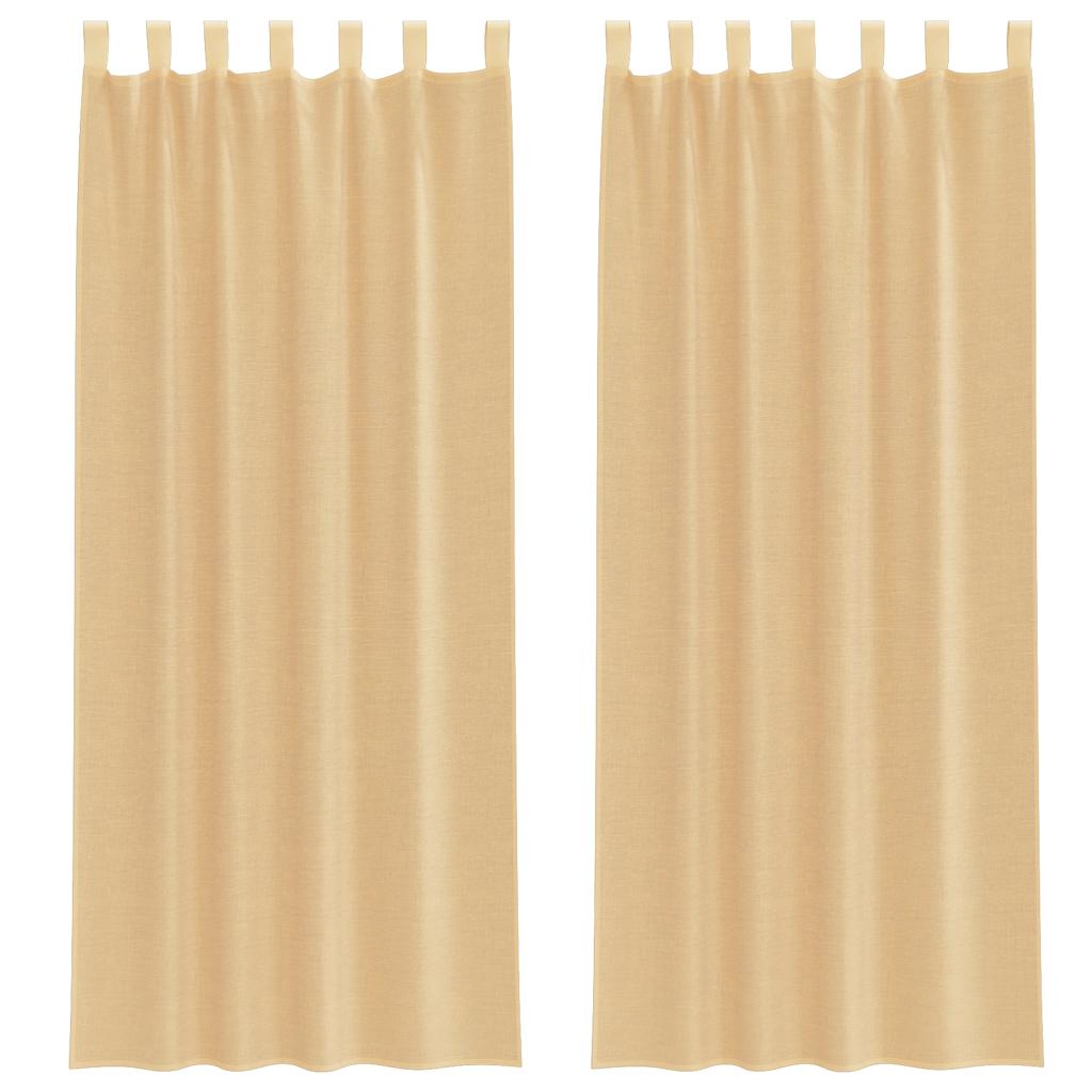 Voile Vorhänge mit Schlaufen 2 Stk. Sandfarbe 140x260 cm