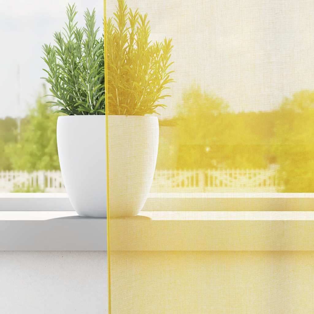 vidaXL Voile Vorhänge mit Schlaufen 2 Stk. Gelb 140x140 cm