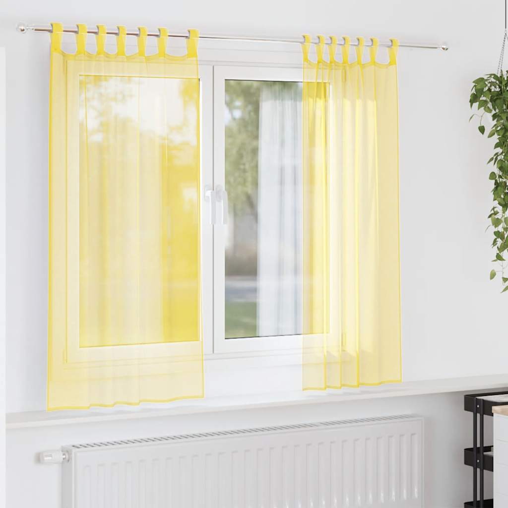 vidaXL Voile Vorhänge mit Schlaufen 2 Stk. Gelb 140x140 cm